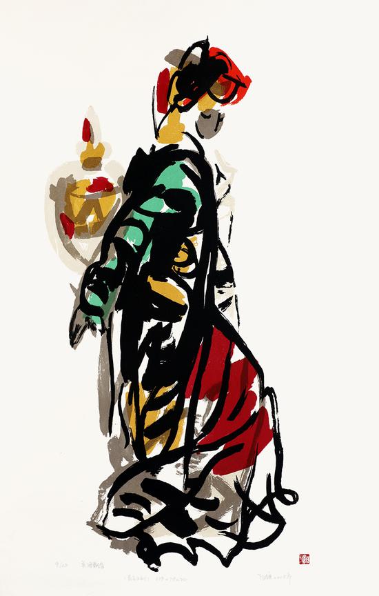 美酒飘香 丝网-阿鸽-109X78cm- 2008年