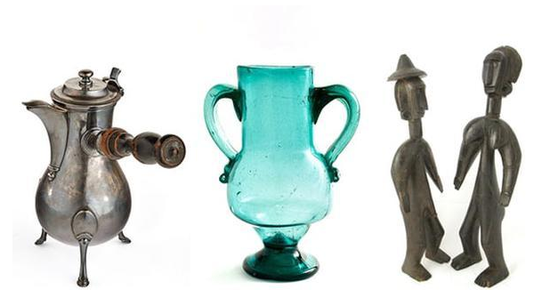 亨利·马蒂斯收藏的银质咖啡壶、安达卢西亚的玻璃瓶以及马里的巴马那人像