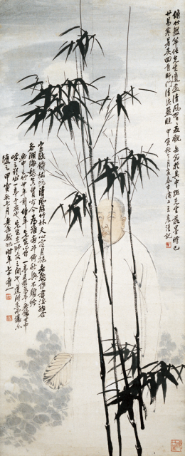 展出作品之一:《缶翁肖像图轴》,吴昌硕任伯年王一亭