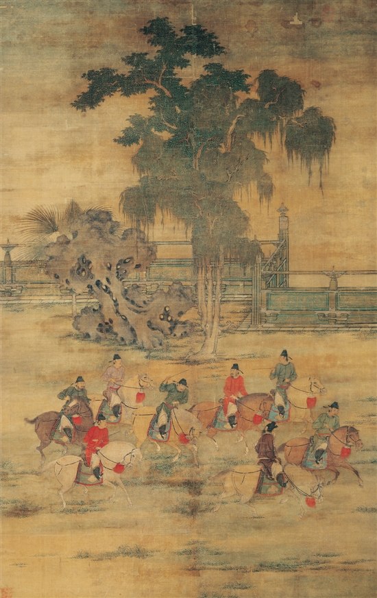 五代梁 赵喦 八达春游图 绢本设色 161.9×102cm 台北故宫博物院藏