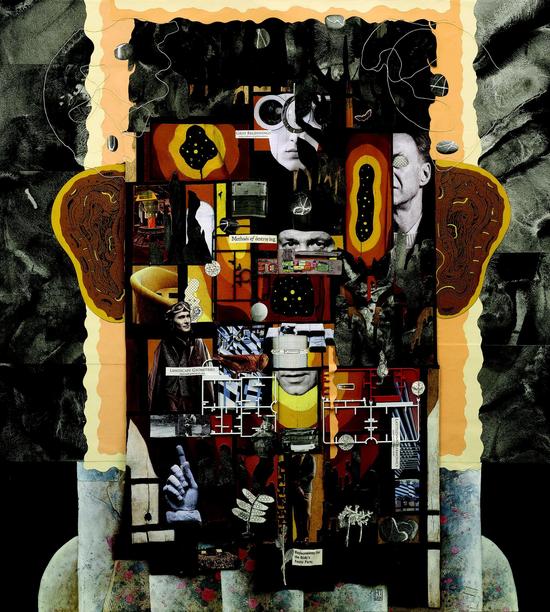 　　Core Design Gallery from Malaysia, Haslin Ismail, Methods of Destroying, Acrylic Ink Paper Collage Thread Collage Toys and Weathered Plywood on Canvas, 116cm x 104cm, 2016