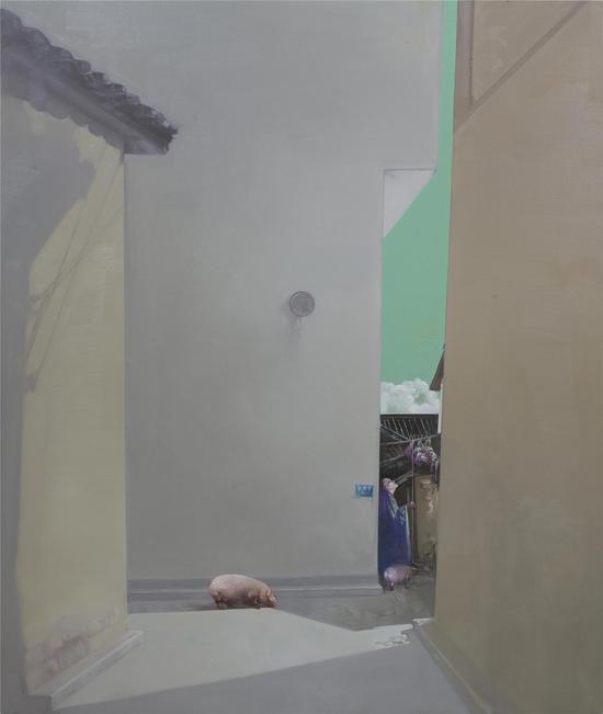 杨晖《桃园.山城巷NO.1 》 135x160cm 布面油画 2017