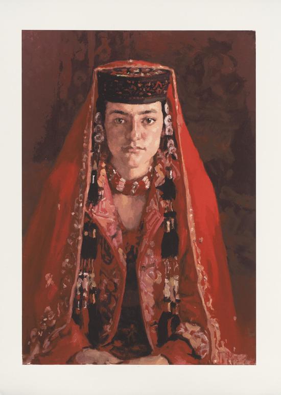 杨云飞 新疆塔吉克大学生 丝网 55×77cm