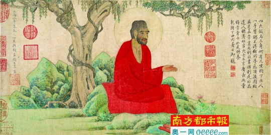 赵孟頫 《红衣罗汉图卷》,辽宁省博物。
