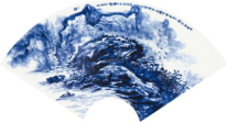 (青花瓷 扇面瓷板画)
