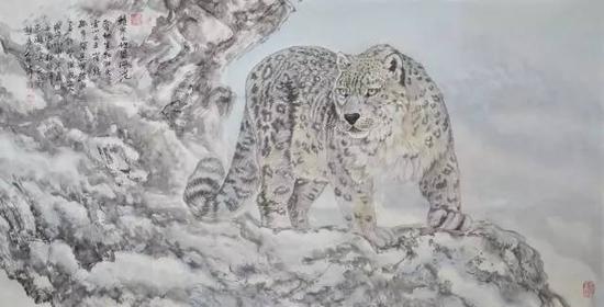 左进伟-《哈萨克斯坦雪豹》137×68cm