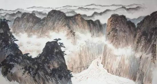 陈天《重峦叠嶂路悠悠》180×97CM