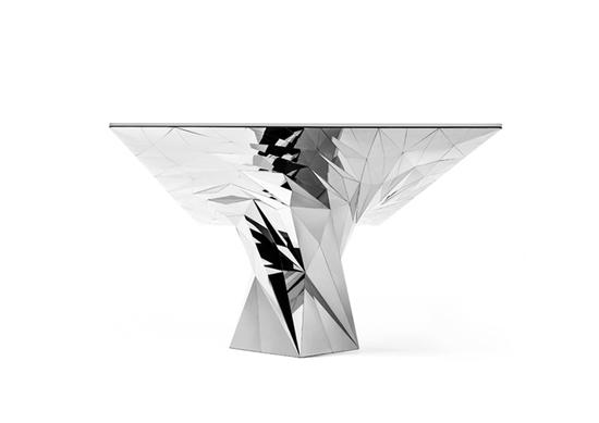 张周捷-Stainless Steel Tornado Table (SQN7-T) _ 不锈钢系列， 2013，304 不锈钢, 超级镜面
