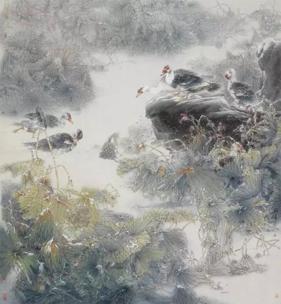 又见江南雪 纸本设色 184×171cm