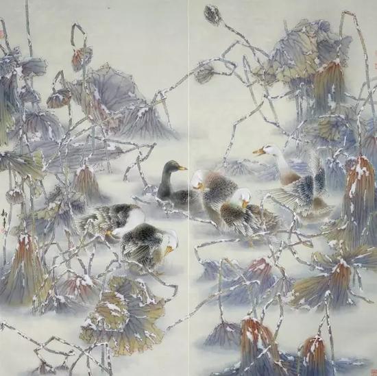 江南雪  纸本设色  136×136cm