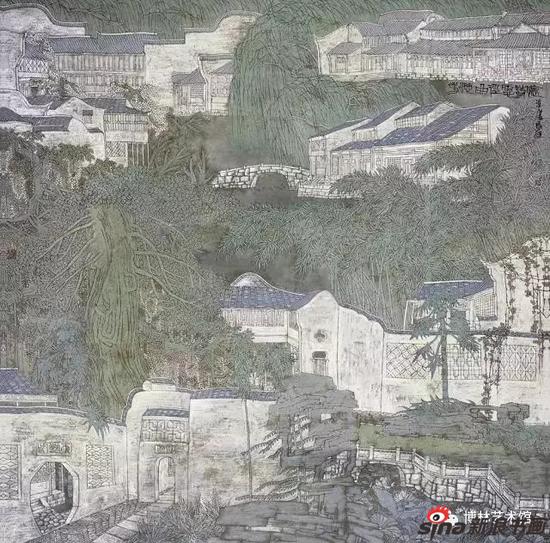 芳池曲径惬诗怀 规格:181×181cm