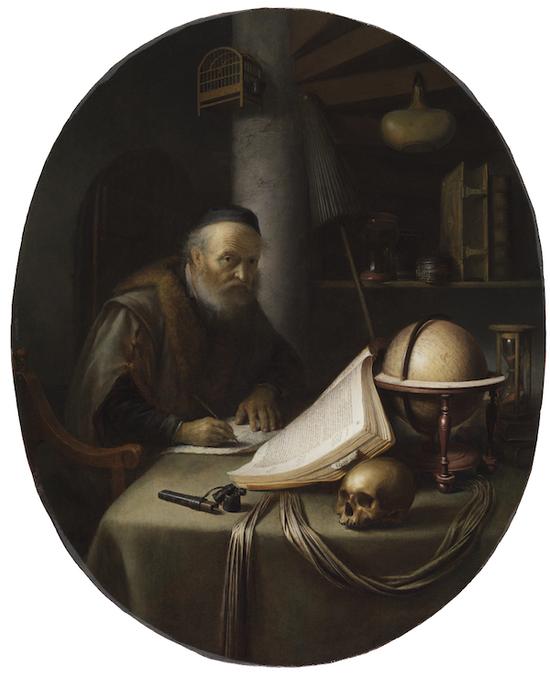 《写作被打断的学者》(Scholar Interrupted at His Writing),格利特·德奥(Gerrit Dou),莱顿收藏
