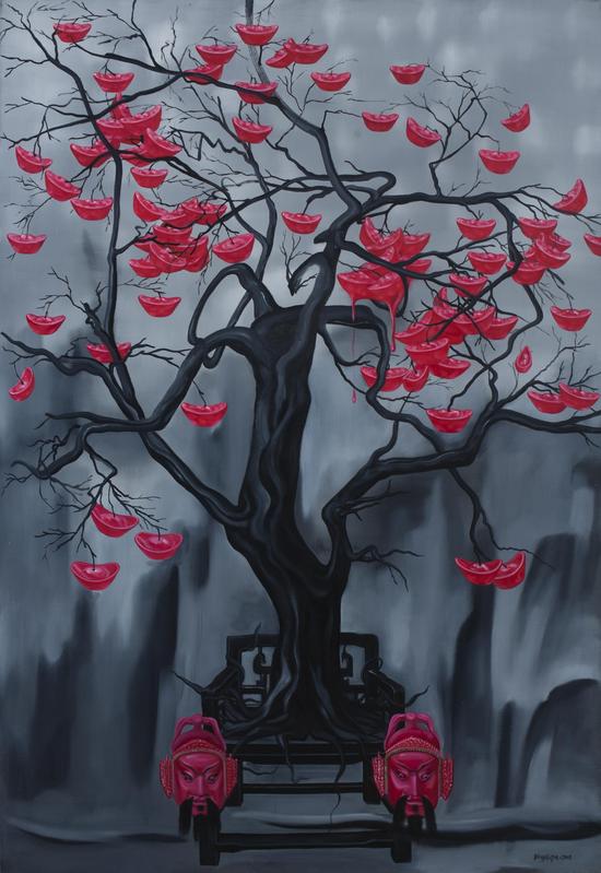摇钱树 布面油画110X160CM  money tree .Oil on canvas.2008