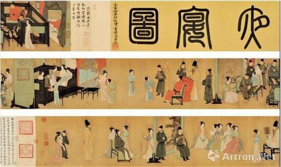 《韩熙载夜宴图》卷,五代,绢本,设色,纵28.7cm,横335.5cm。