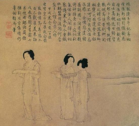 宋·牟益《捣衣图》卷(局部)