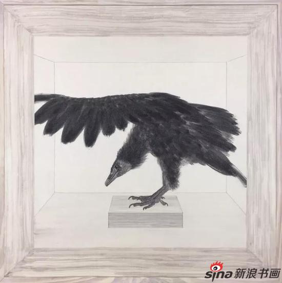 何兮 死者对生者无动于衷(3),2017,绢本水墨 ,54 x 54 cm