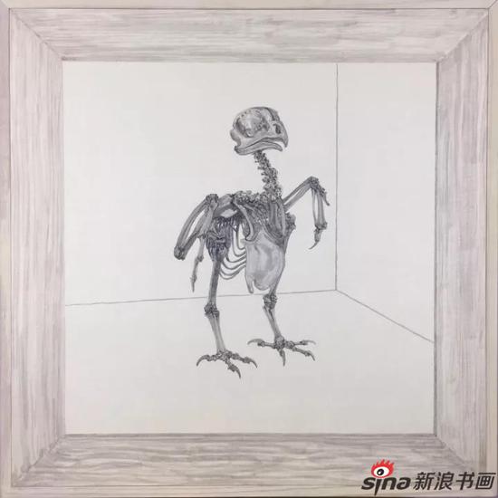 何兮 死者对生者无动于衷(4),2017,绢本水墨 ,54 x 54 cm