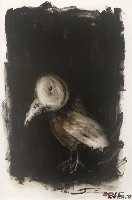 何兮.何佶佴-画个鸟(2)65x45cm 纸本水墨 2016