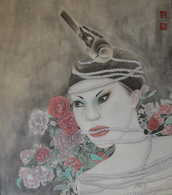 《羽之系列-执》国画 纸质 2014年55.55cm