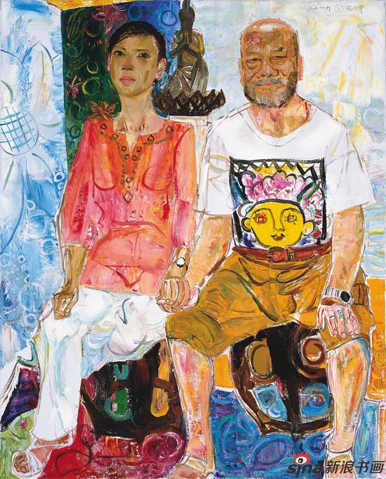 戴士和《南洋华人画家江石文和他的妻子》布面油画 100x81cm 2016年
