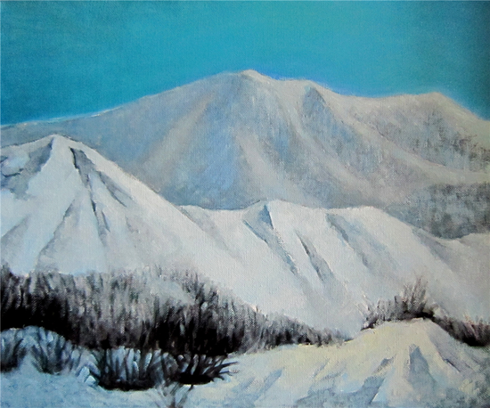 油画《长白雪润》 65×50cm