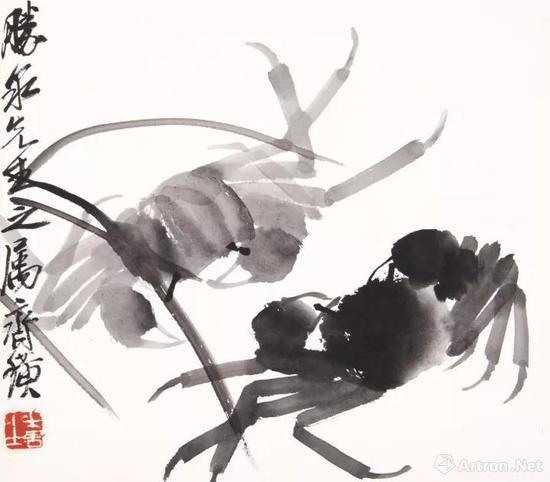 齐白石《河蟹》 纸本水墨 1930年作 密歇根大学美术馆藏