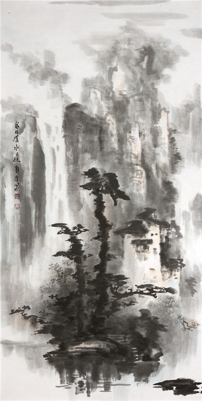 吕静溪《家住溪水边》138×70cm 纸本水墨 2016