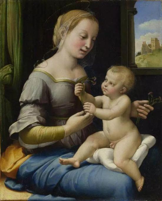 Madonna of the Pinks， c。 1506–7， National Gallery， London