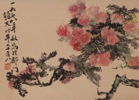 闻钧天绣球花

　　尺寸：45×35cm 约1.42平尺 立轴