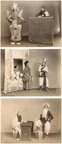 洛伦佐·费斯勒（传） LORENZO F. FISLER，清末上海戏装照 （3张）  Actors in stage costume (3 Pieces)，1870，蛋白照片 Albumen Print，21×27cm