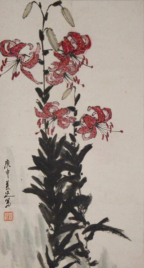 鲁慕迅 花卉

　　尺寸：88×48cm 约3.80平尺立轴

　　估价：3500-3800