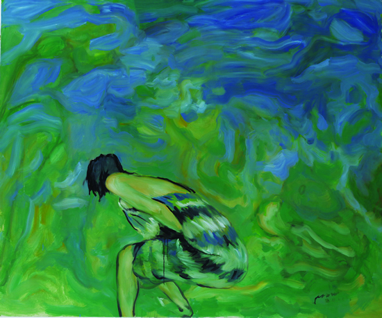 戏水女人（布面油画）（2015）180x150cm