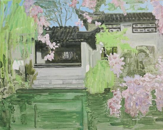 中国园林 2014 40x50cm布面油画,