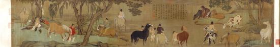 图2 赵孟頫，《浴马图》卷，局部，元，28.5×154厘米，北京故宫藏