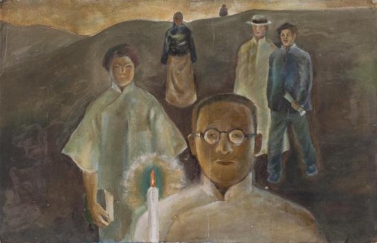 05-沈敬东《陶行知》布面油画，47.7×74cm，1984年