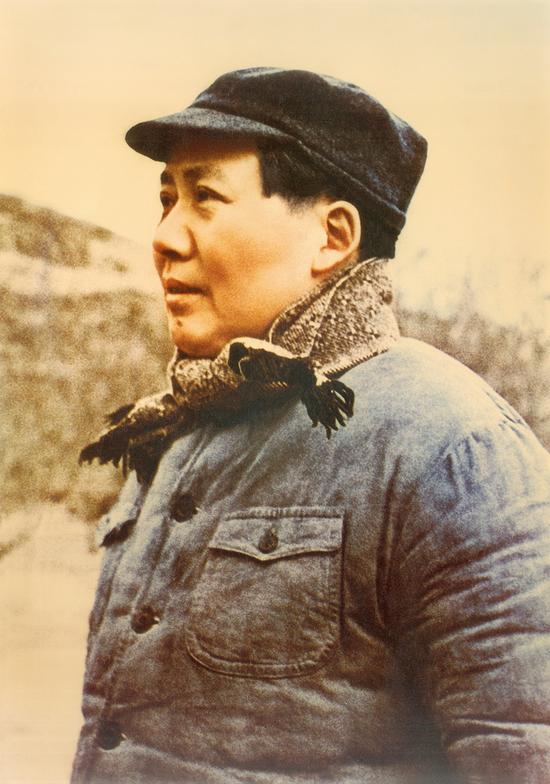 程默，毛主席在延安，48x32cm，彩色转印，1945
