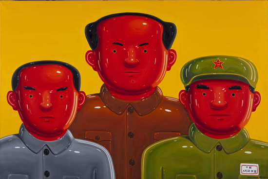 沈敬东，《三位伟人》，布面油画，200×300cm，2010年