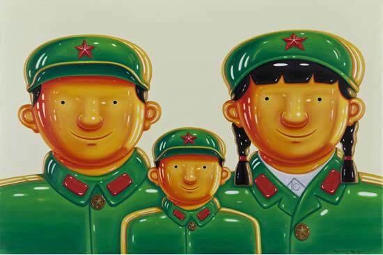 沈敬东，军人三口之家，布面油画，200×300cm，2008年