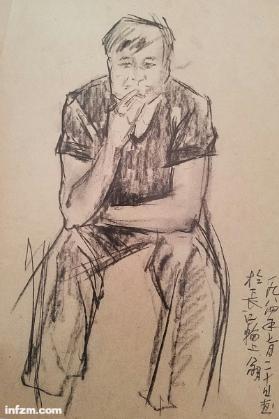 青年供销员，1984年7月20日画于长江轮上（李公明图）