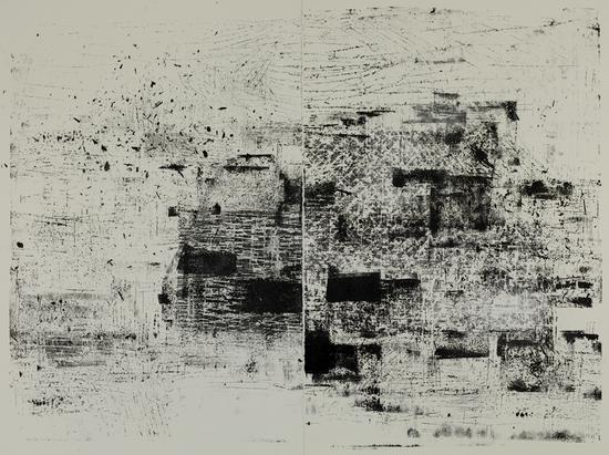 (江南小雨)纸上综合材料 132cm x102cm 2014