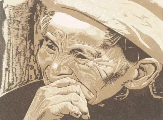 贵州人之三 彩色木刻 36.8×27.7cm 1988年