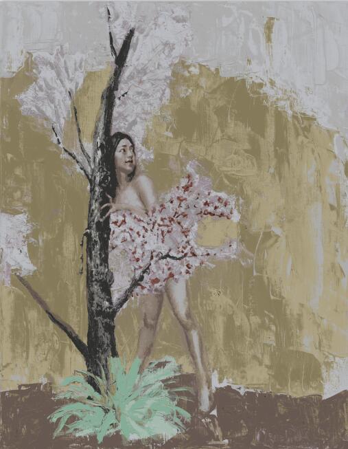 风往回吹——春天 丝网 90X70CM 2017年