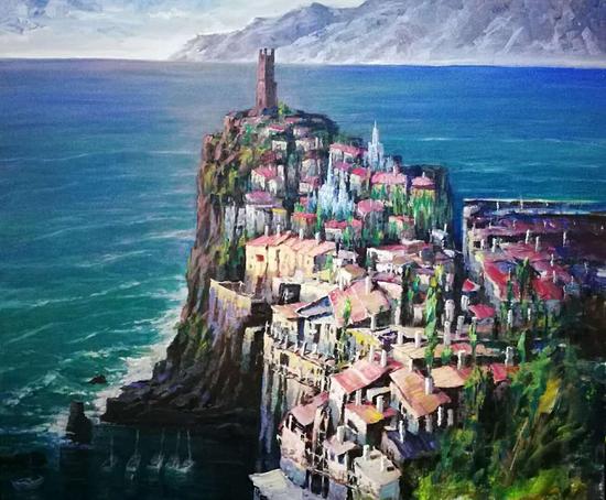 布面油画:港湾(100×120)cm创作2017年9月