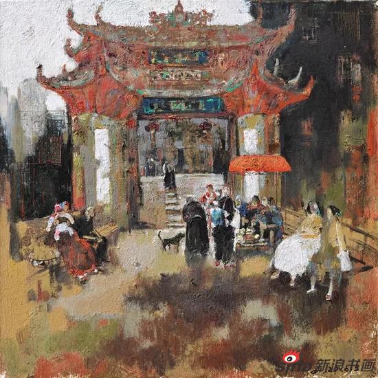 侗寨古门楼 80×80cm 2016