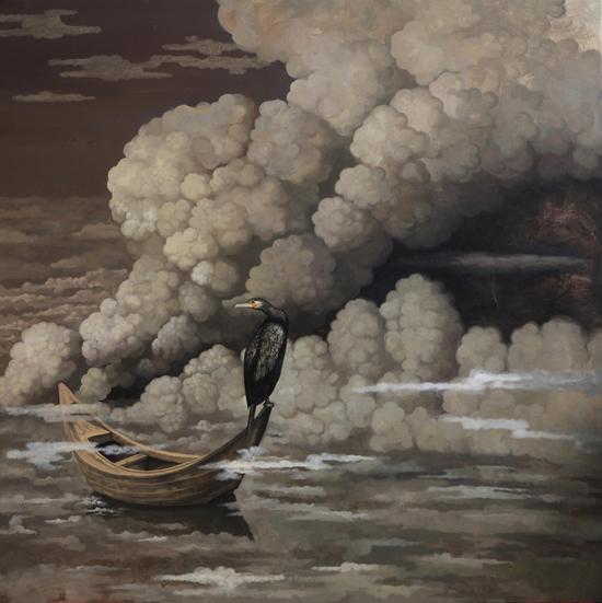 Wu Jian 吴健，渔者的等待，2012，Oil on canvas 布面油画，180cm×180cm