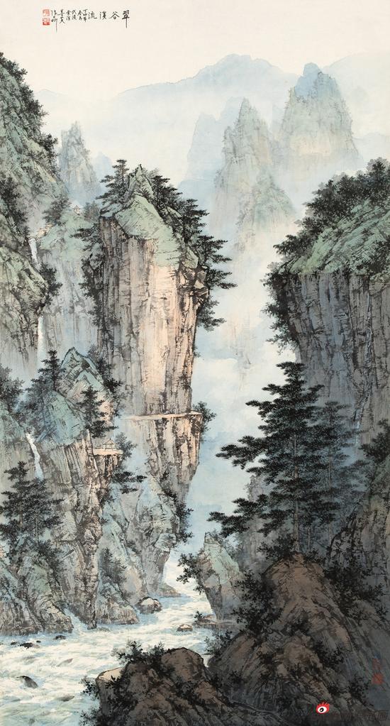 张大昕作品-翠谷溪流177x95cm 1987