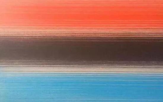 色变 5 (局部) 布面弹线油彩 70 x 490 cm2015
