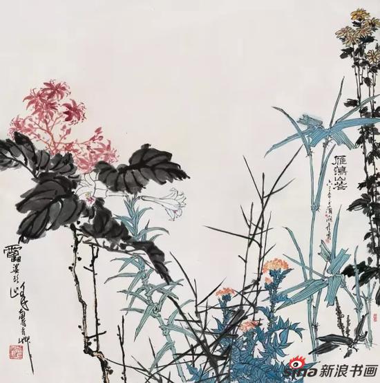 潘天寿 雁荡山花图 中国画 122×121cm 1963年