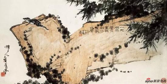 潘天寿 烟雨蛙声图 中国画（指墨） 68×135cm 1948