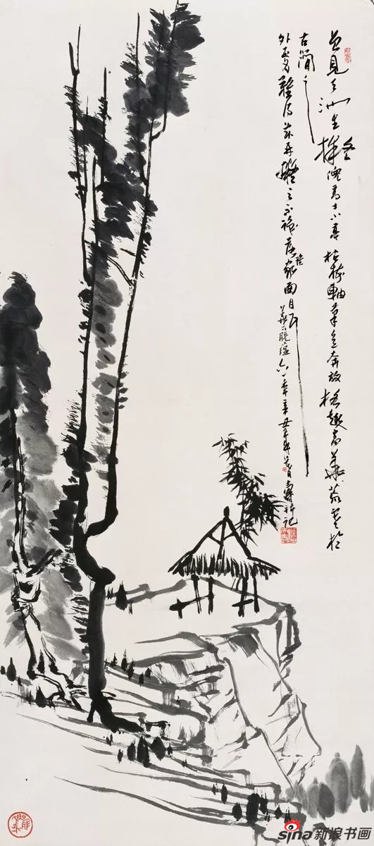 潘天寿 小亭枯树图轴 纸本、水墨 139.5×62cm 1961年